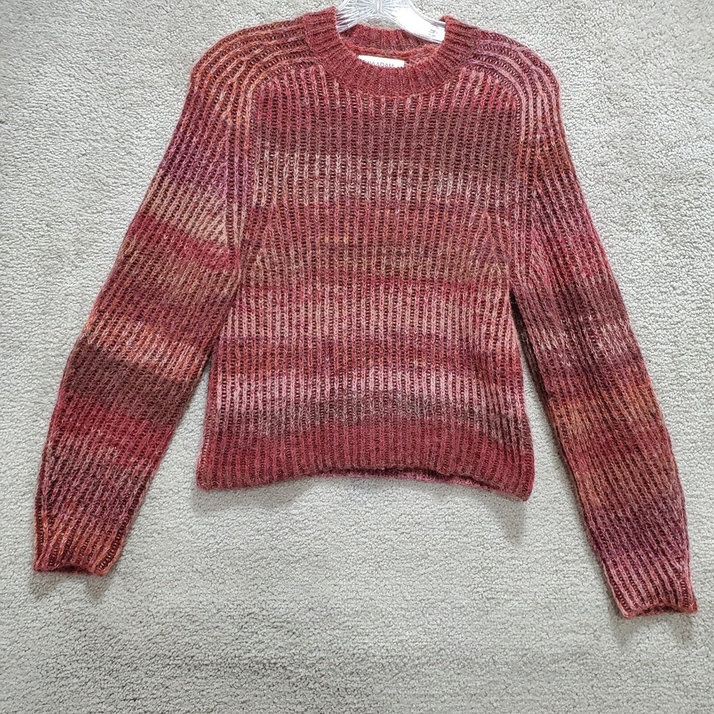 Naadam Sweater Women Extra Small Multicolor Crew Wool Alpaca Ribbed Long Sleeve